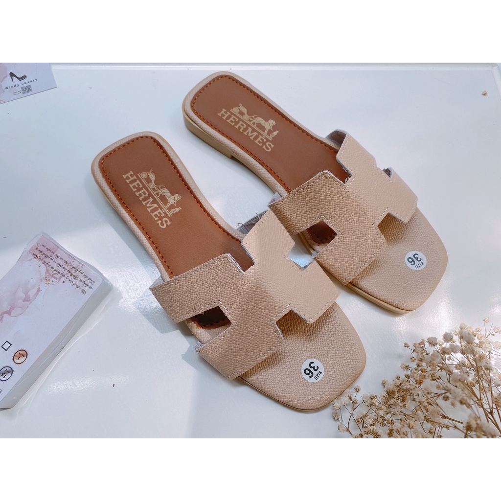 Dép lê quai ngang chữ H - HM da sấu sang và xinh xắn - 1000003