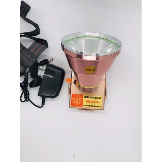 Đèn Pin Đội đầu siêu sáng GPX H9 200W Pin khoẻ