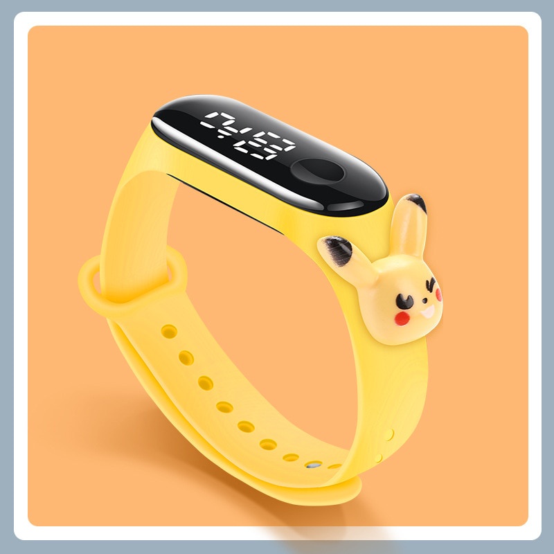 Đồng hồ đeo tay kỹ thuật số có đèn LED họa tiết chuột Mickey dễ thương cho trẻ em