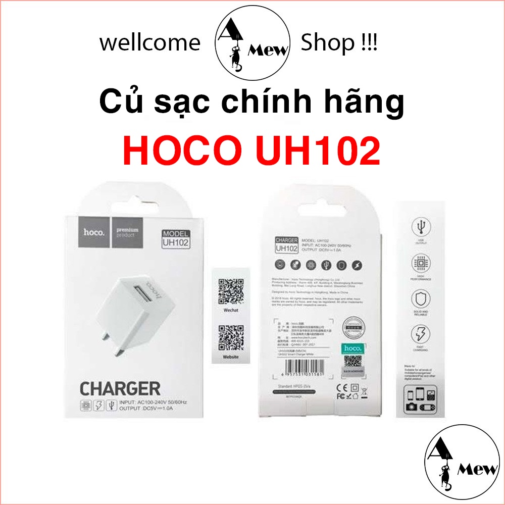 Củ Sạc HOCO UH102 Chính Hãng Cao Cấp - Hỗ Trợ Sạc Nhanh 5V/1A