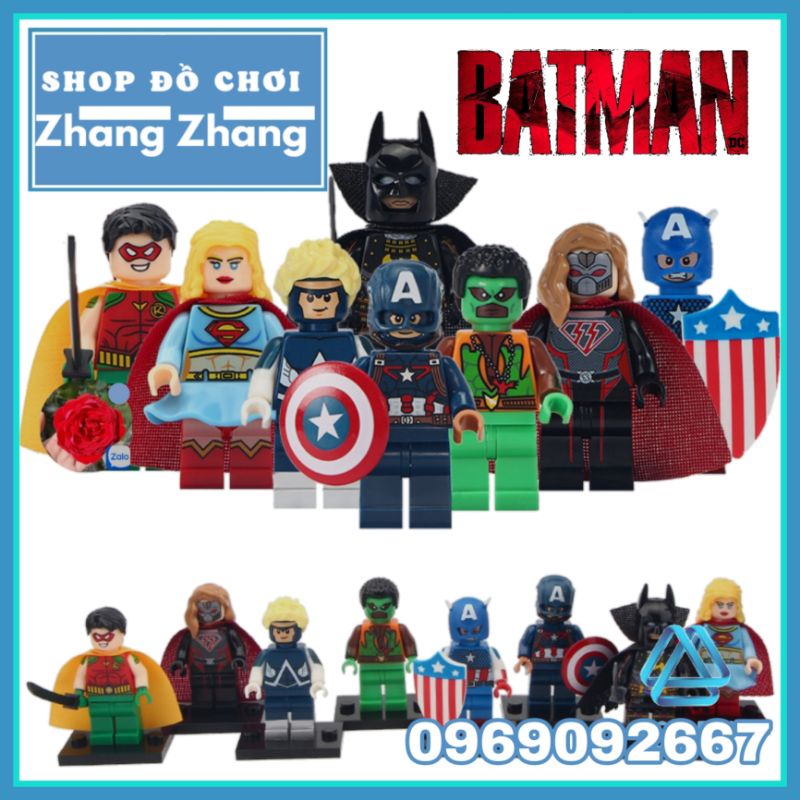 Đồ chơi Xếp hình Falcon gồm Overgirl - Captain American - Animal Man - Batman Ninja - Robin Supergirl Minifigures WM6033