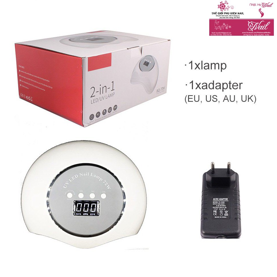 Máy Hơ Gel 72W Siêu Nhanh 36 Đèn Led UV - Hơ 2 Tay 2 Chân