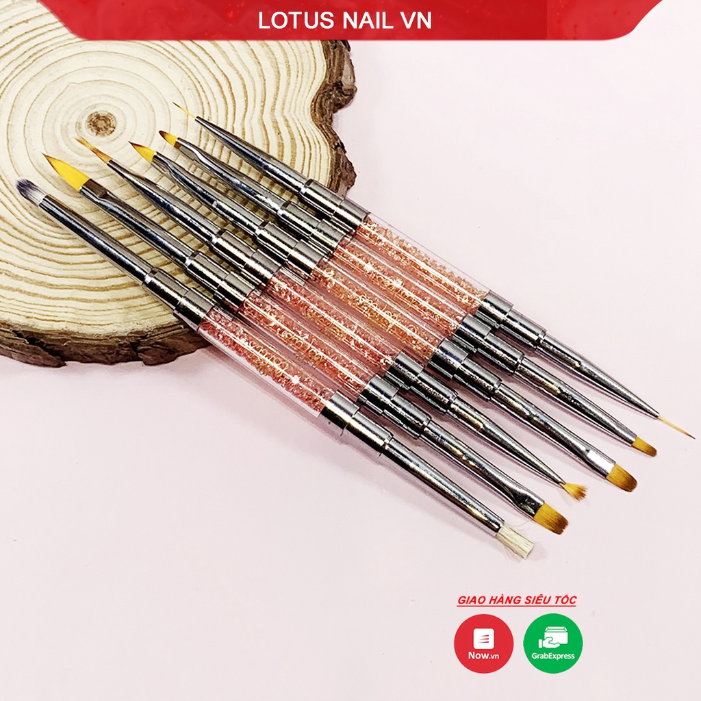 Cọ vẽ nail 2 đầu cán đá cao cấp tiện lợi lông chồn mềm mượt