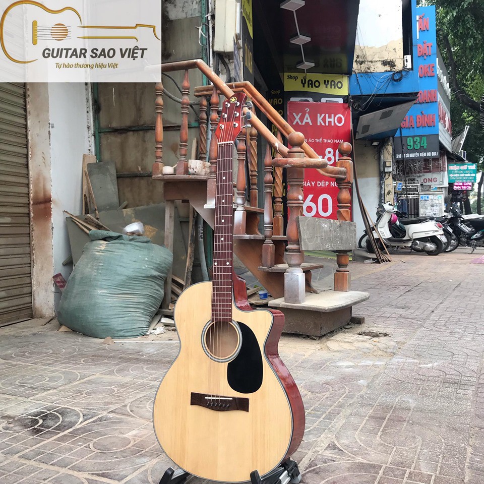 Đàn guitar Việt Nam,Guitar cho người mới chơi,Guitar E-75SV mặt gỗ thông nguyên tấm giá hủy diệt toàn quốc