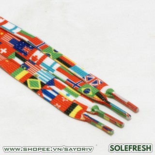 Dây giày hoạ tiết cờ các nước, hoạ tiết FLAGS, nổi bật cá tính [một cặp/đôi]