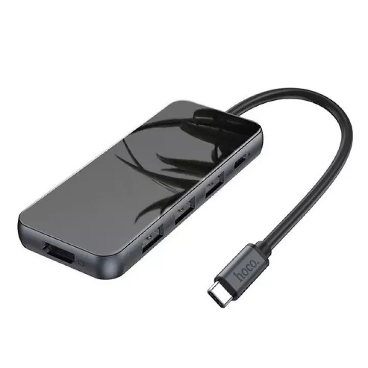 Bộ Chia Cổng Đa Năng Hoco HB15 Type-C to USB max 67W, 3 cổng USB 3.0 + 1 HDMI + 1 PD cho Macbook - Chính hãng