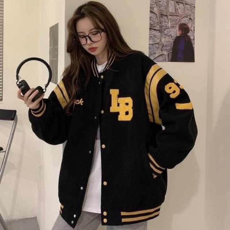 [Ảnh Thật]Áo Bomber Nỉ LB Logo In Phối Màu Unisex Nam Nữ❤️Áo Khoác Nỉ Bông In Đẹp LB Hot