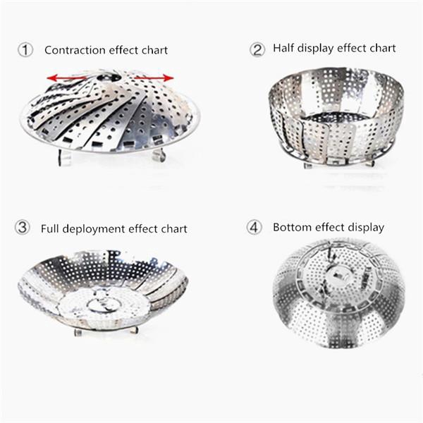 Dĩa hấp thức ăn có thể thu vào 3 size bằng thép không gỉ sử dụng cho nồi áp suất tiện dụng chất lượng cao
