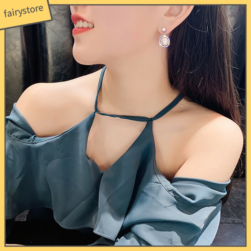 Khuyên Tai Tròn Đính Ngọc Trai Nhân Tạo Thời Trang