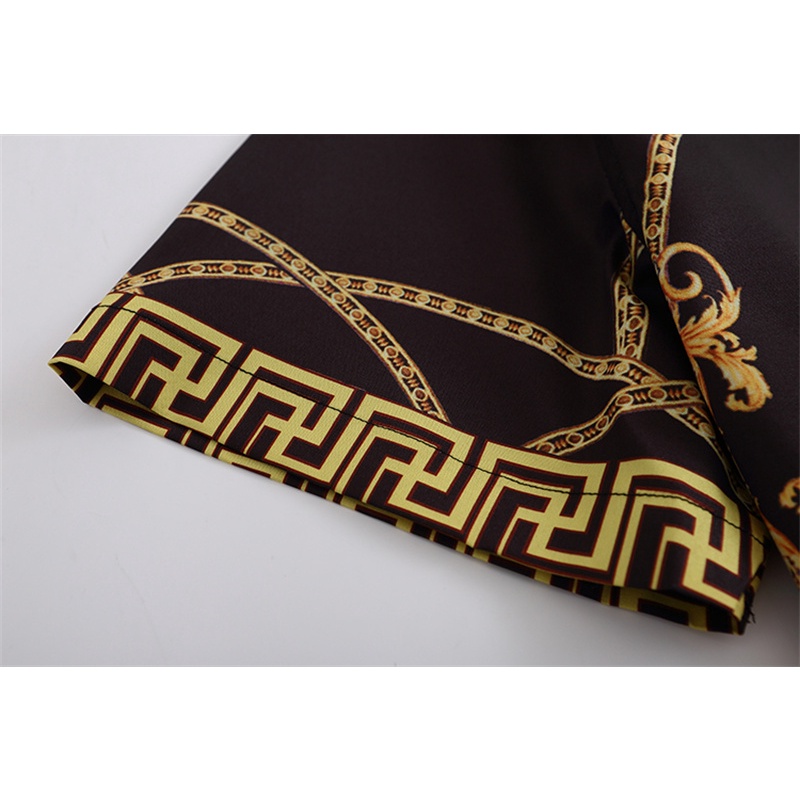 Versace Áo Sơ Mi In Họa Tiết Kỹ Thuật Số Thoải Mái Chất Lượng Cao Thời Trang retro