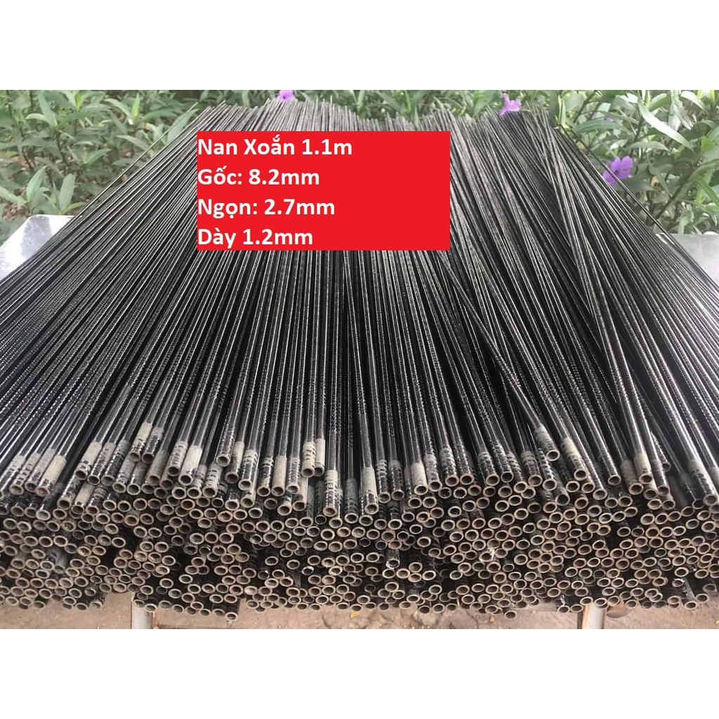 (Ngọn Cần Câu)Nan Carbon xoắn 1.1m Siêu Dẻo Chuyên Làm Diều Thay Thế Ngọn Cần Câu Gãy