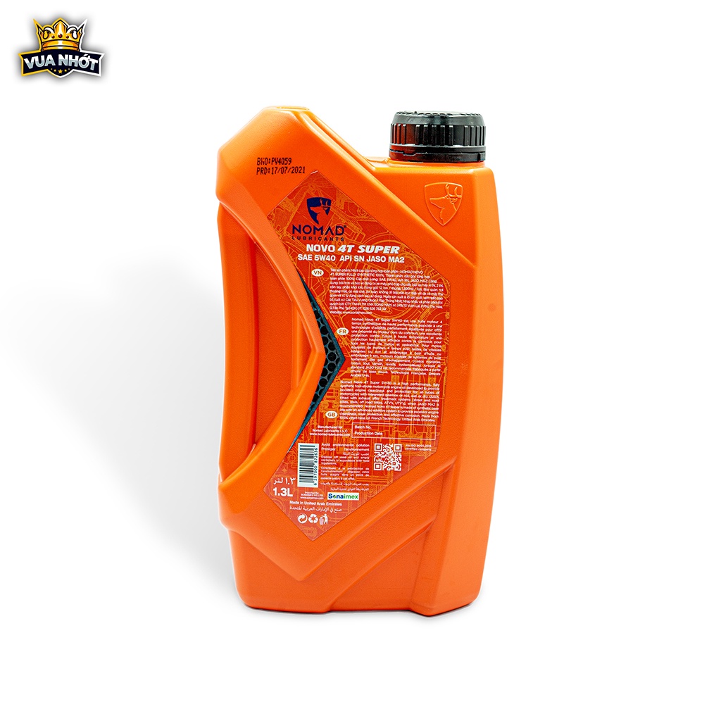 2 Chai Nhớt Xe Raider, Satria - Nhớt NOMAD 5W40 SN MA2 Fully 1.3 Lít TẶNG 1 Chai Cùng Loại