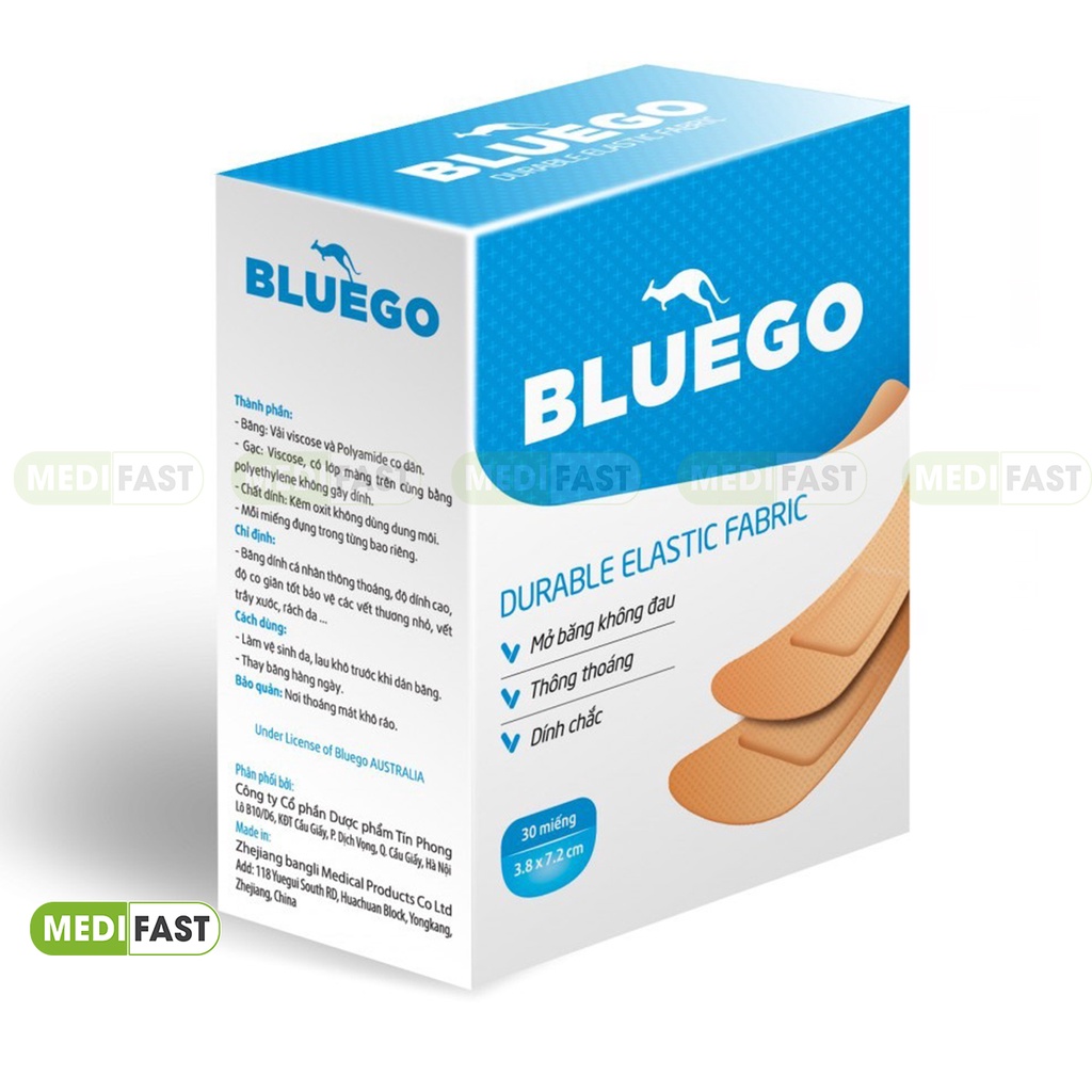 Băng vết thương cá nhân Bluego - Băng y tế tiện dụng, sơ cứu vết thương nhỏ đứt tay, trầy xước, mụn nhọt, rách da