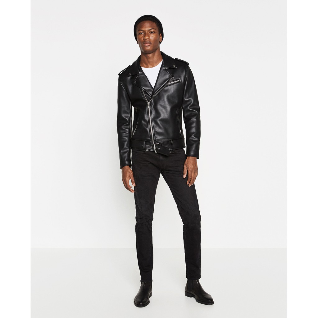 Áo khoác da Zara biker jacket nam auth chính hãng