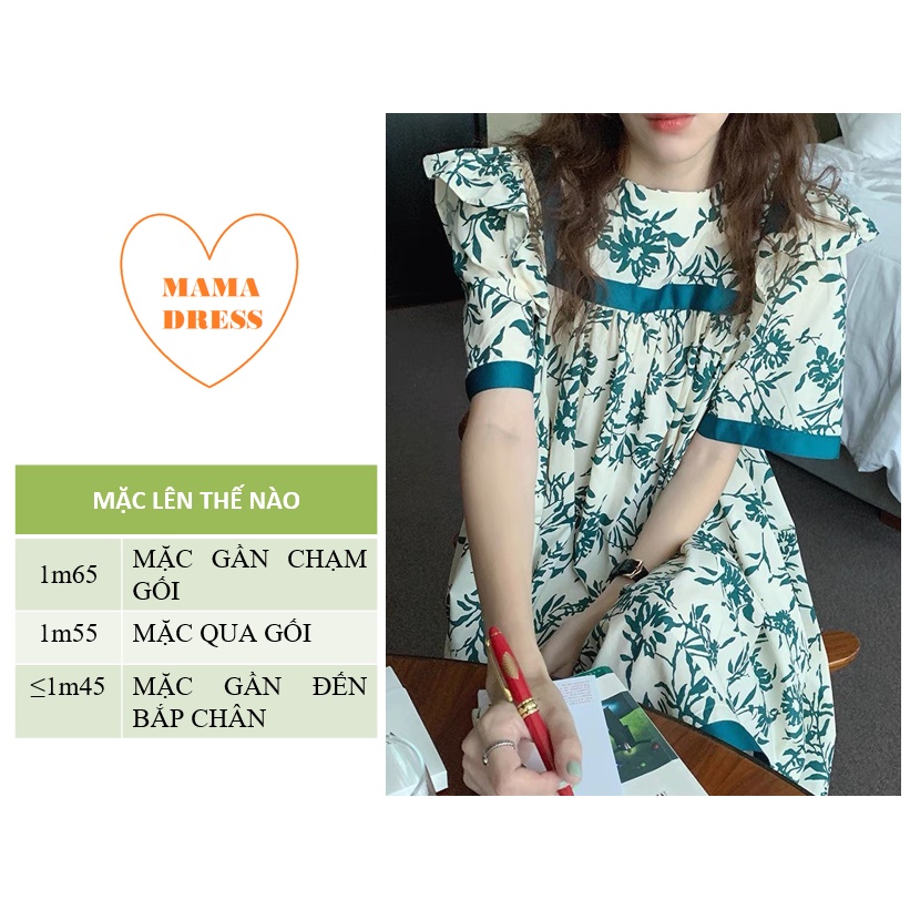 Váy bầu suông MAMA DRESS Đầm bầu hoa dự tiệc đẹp giá rẻ FREE SIZE dáng suông bầu hay không bàu đều mặc được V58