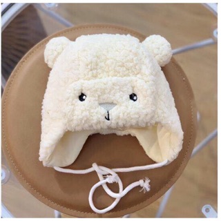 Mũ lông cừu mặt gấu cho bé