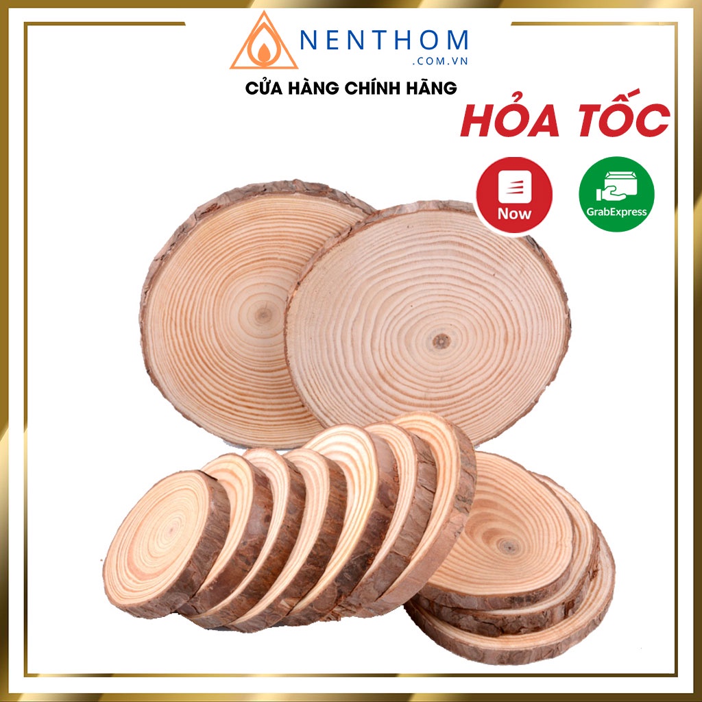 Đế Gỗ Thông Đựng Nến Thơm, Cốc, Decor Nhà Cửa, Vẽ Tranh Handmade Nhiều Kích Thước - DG01