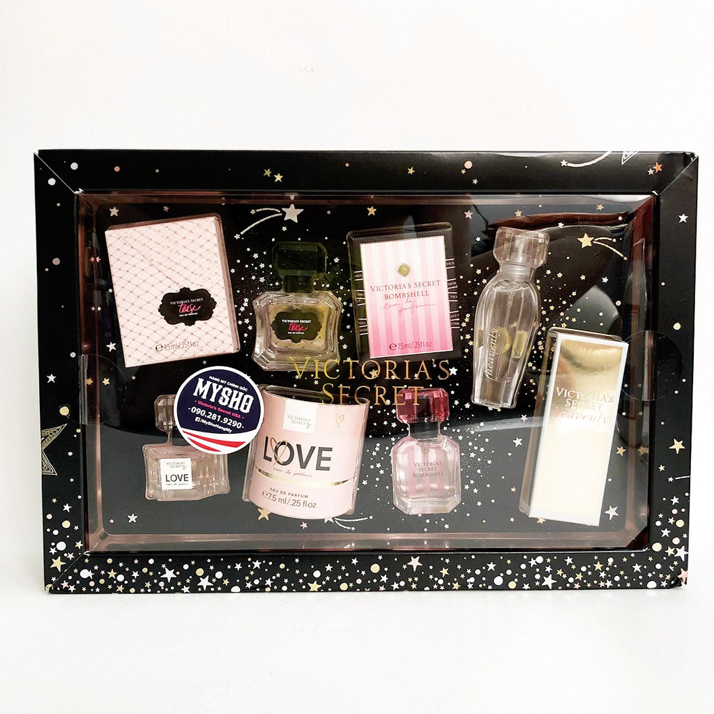 [hàng Mỹ có Bill] Bộ nước hoa Mini Victoira's Secret dạng xịt cực xinh - gồm 4 mùi hương cá tính + hộp mini | Thế Giới Skin Care