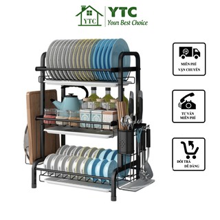 Kệ Để Chén Bát Thông Minh, Giá Để Chén Bát 2-3 Tầng Full Phụ Kiện