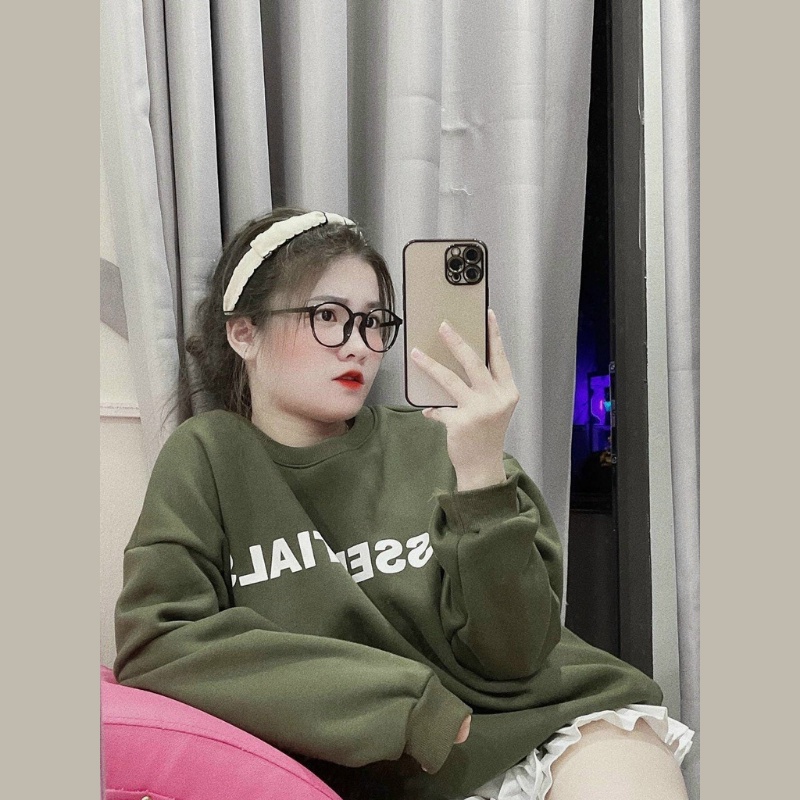 Áo sweater nữ in chữ ESSENTIALS Áo hoodie nỉ form rộng phong cách ulzzang Hàn Quốc siêu xinh | BigBuy360 - bigbuy360.vn