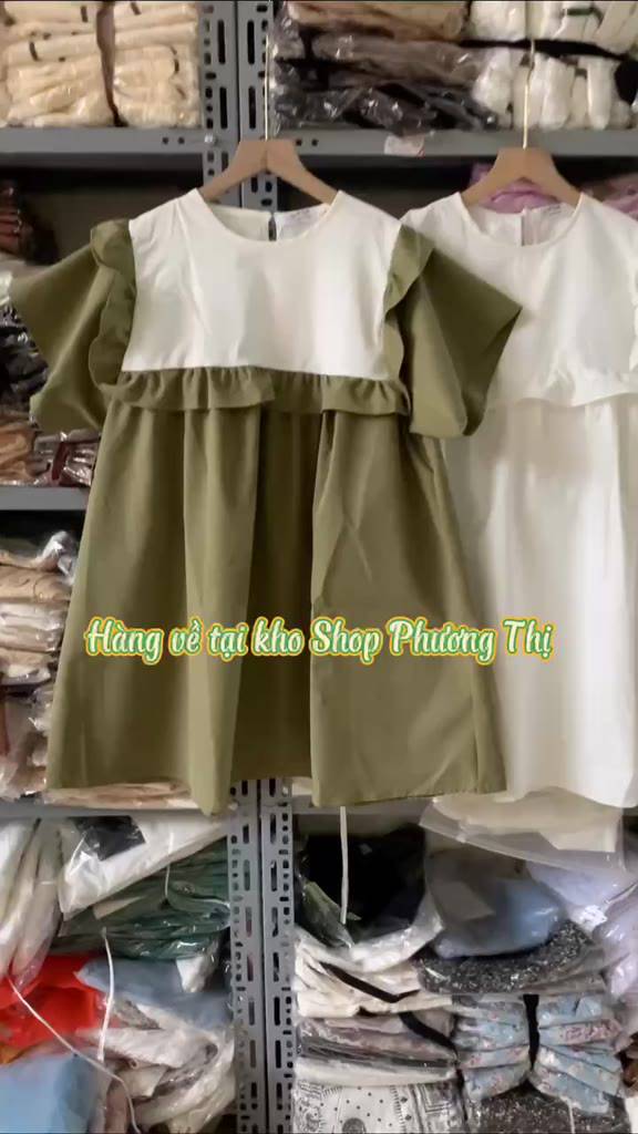 ( HÀNG QUẢNG CHÂU LOẠI 1 ) Váy babydoll cánh tiên phong cách ulzzang màu trắng/xanh rêu (hàng sẵn) | BigBuy360 - bigbuy360.vn
