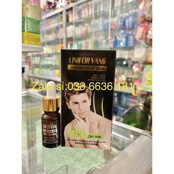 serum chấm mụn Linh chỉ vàng dành riêng cho nam giúp xoá mụn,giảm thâm sẹo,trắng sáng và tái tạo da chai 18ml