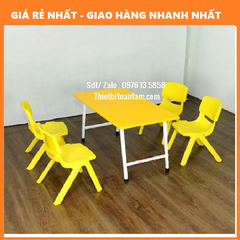 Bàn nhựa chân gấp - Bàn  mầm non chân sắt