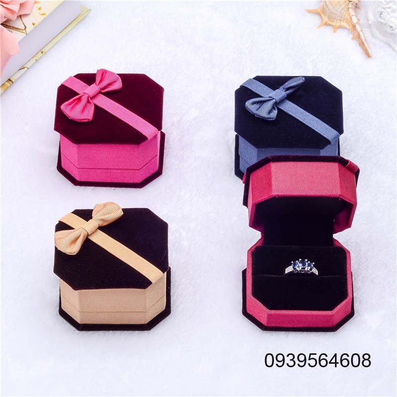 Hộp vải nhung nơ - hộp quà tặng đựng trang sức, bông tai, nhẫn