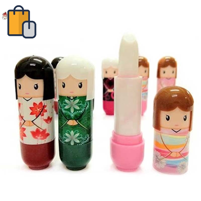 Son dưỡng môi thiết kế vỏ hình búp bê Nhật Bản dễ thương