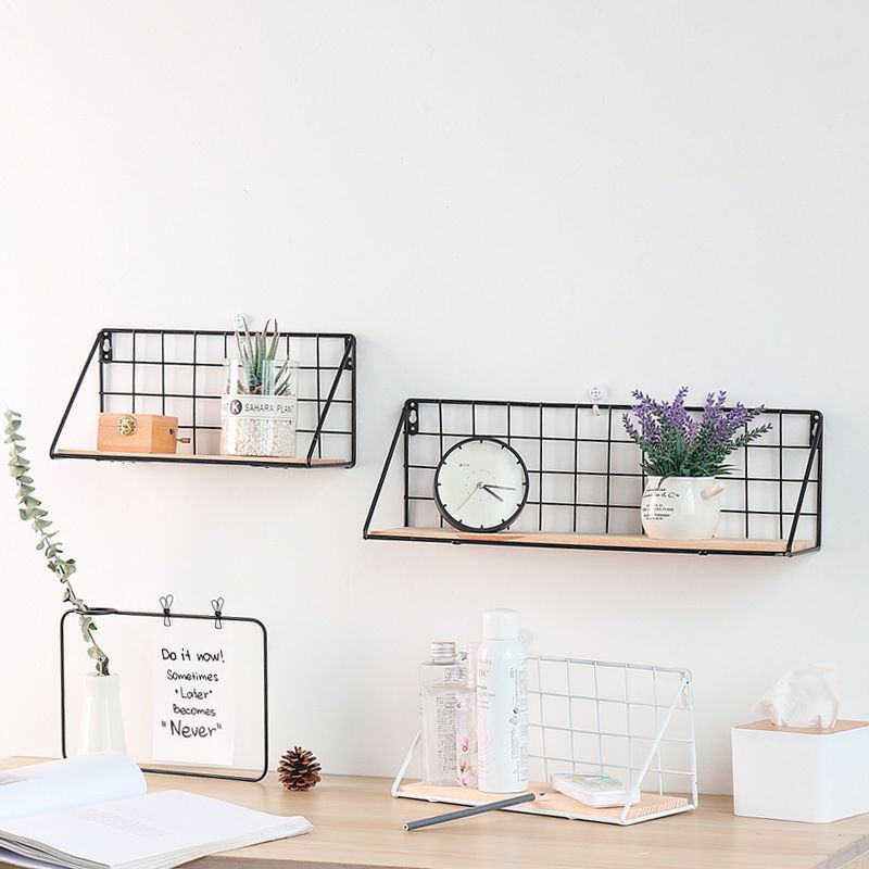 Kệ Treo Tường - Kệ Sắt Đáy Gỗ Để Đồ Đa Năng Trang Trí Nhà Cửa Decor Phòng
