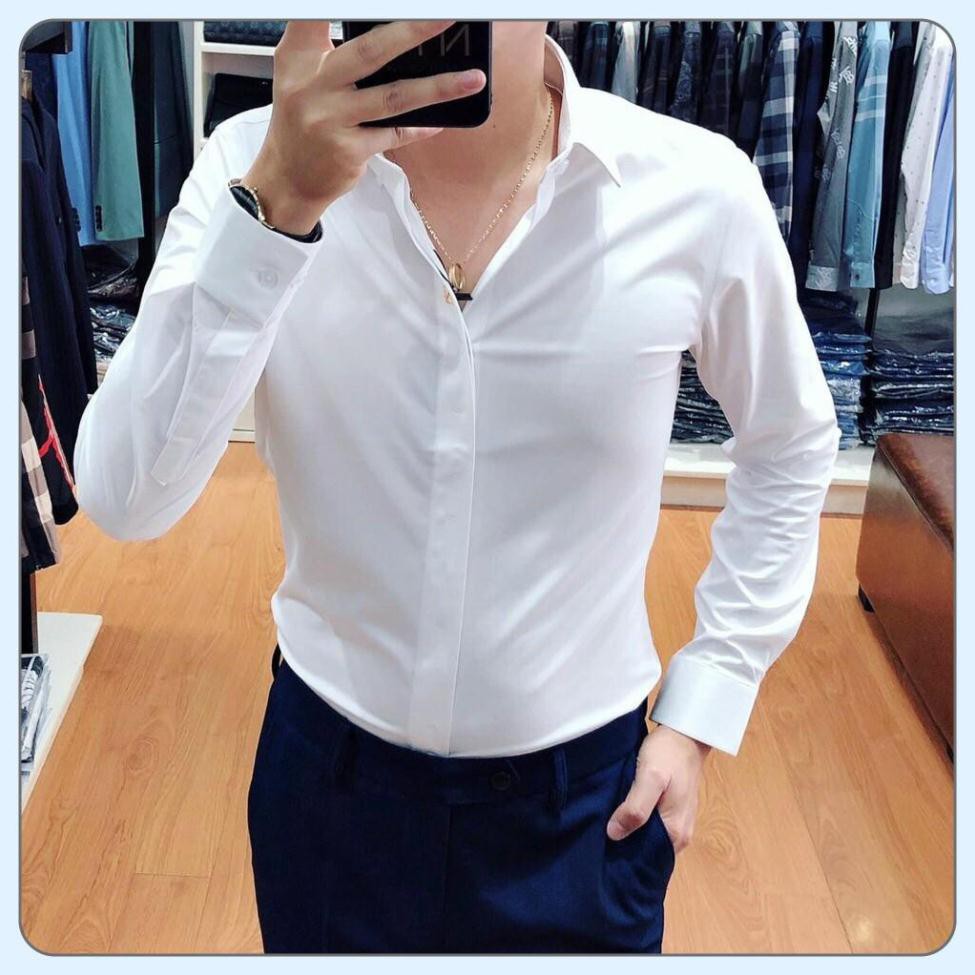 Áo sơ mi nam - Áo sơ mi lụa trơn cao cấp - Chất liệu lụa trơn đẹp, mát, không nhăn, dáng trẻ trung, thanh lịch | BigBuy360 - bigbuy360.vn