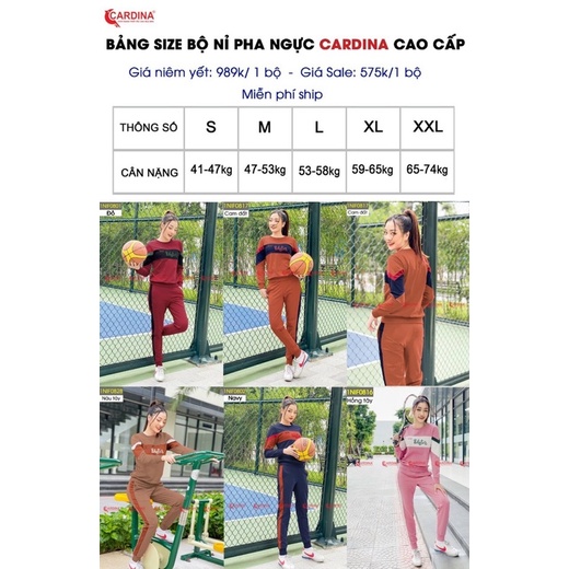 Bộ nỉ pha ngực CARDINA