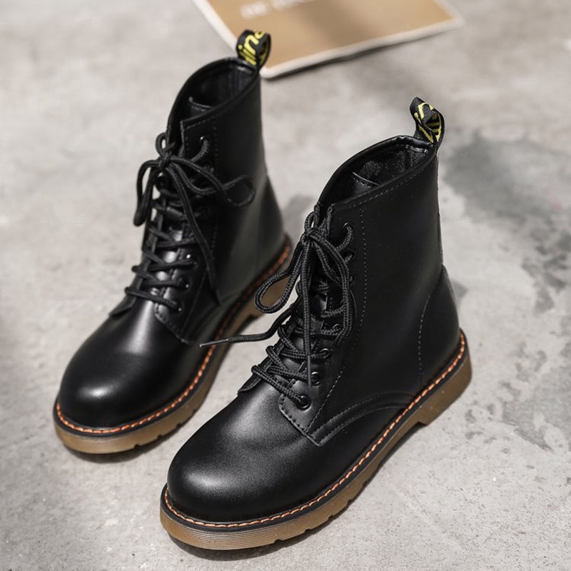 Giày bốt martin IELGY đế bằng thắt dây phong cách Anh quốc thời trang cá tính cho nữ