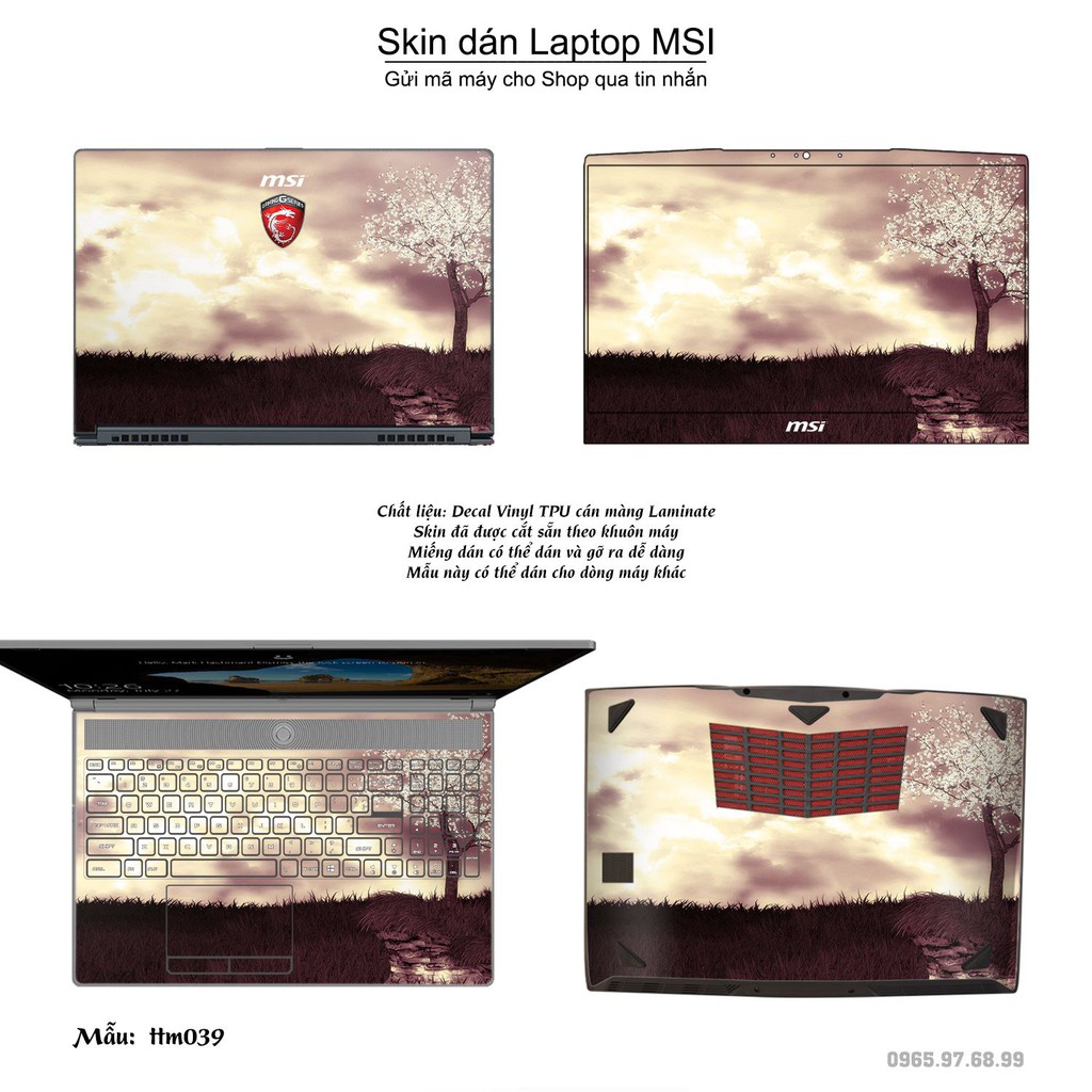 Skin dán Laptop MSI in hình Tranh thủy mặc _nhiều mẫu 2 (inbox mã máy cho Shop)