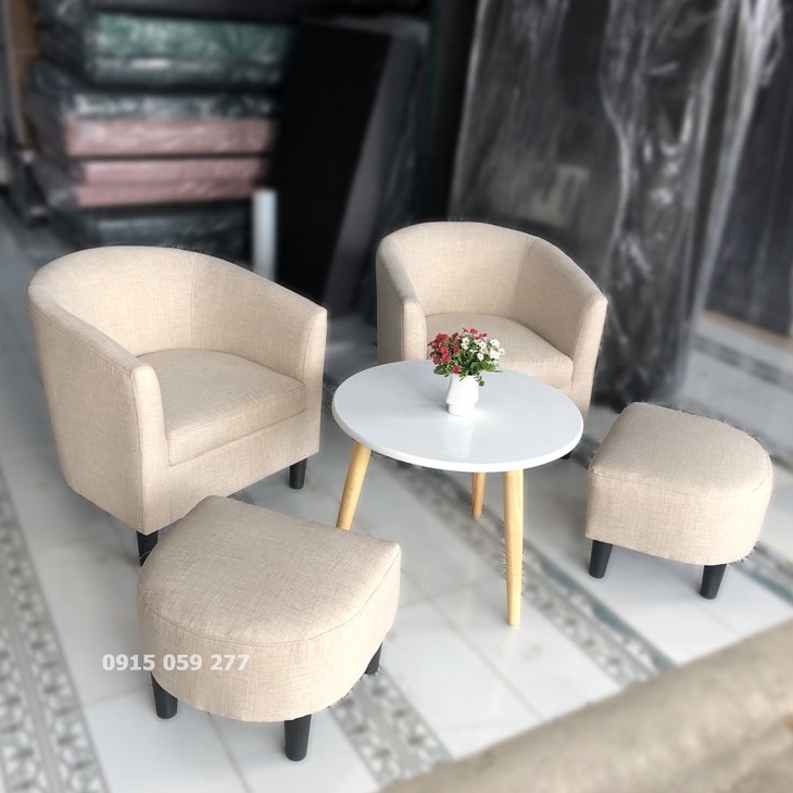 Ghế Sofa thư giản cho một người ngồi màu hồng phấn chất vải nhung bền đẹp cao cấp giao hàng toàn quốc