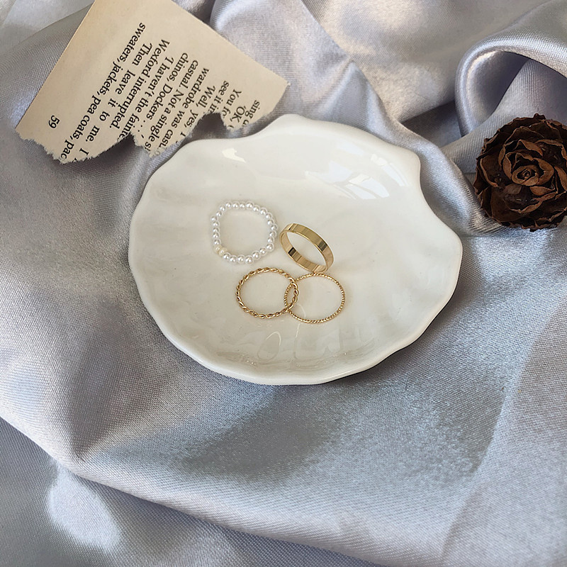 IF ME Set 4 nhẫn đính ngọc trai giả thời trang thanh lịch cho nữ