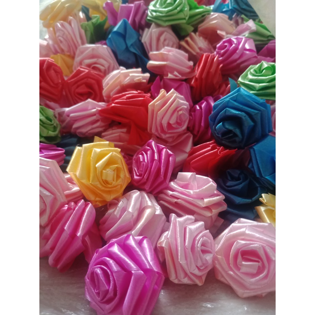 Dây ruy băng nhựa bản 2cm/ 3cm , cuộn ruy băng lụa, làm hoa hồng từ ruy băng