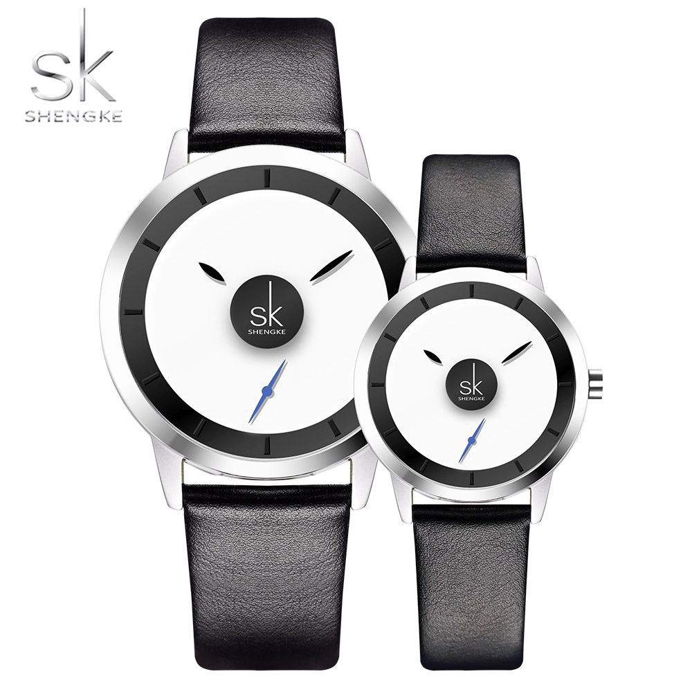 Đồng hồ đeo tay Shengke dây đeo bằng da thời sang trọng cho nam và nữ