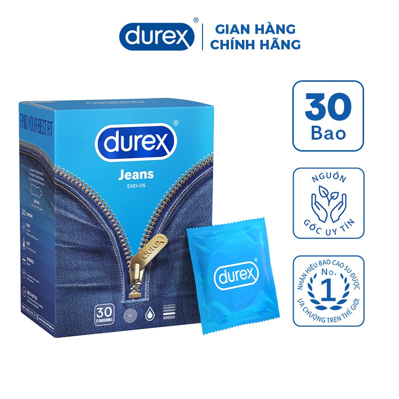 Bao cao su Durex Jeans – Hộp 30 bao