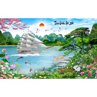 Tranh dán tường  VTC phong thủy Thuận buồn xuôi gió UD0302