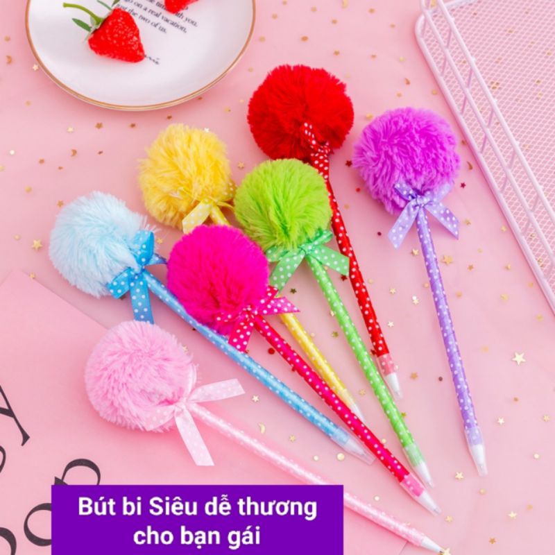 #Bút Bi Lông Vũ Mực Xanh -  Quà Tặng Học Sinh Nữ