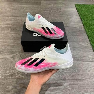 (tặng vớ) Giày đá bóng adidas trắng pha hồng-full box tặng vớ