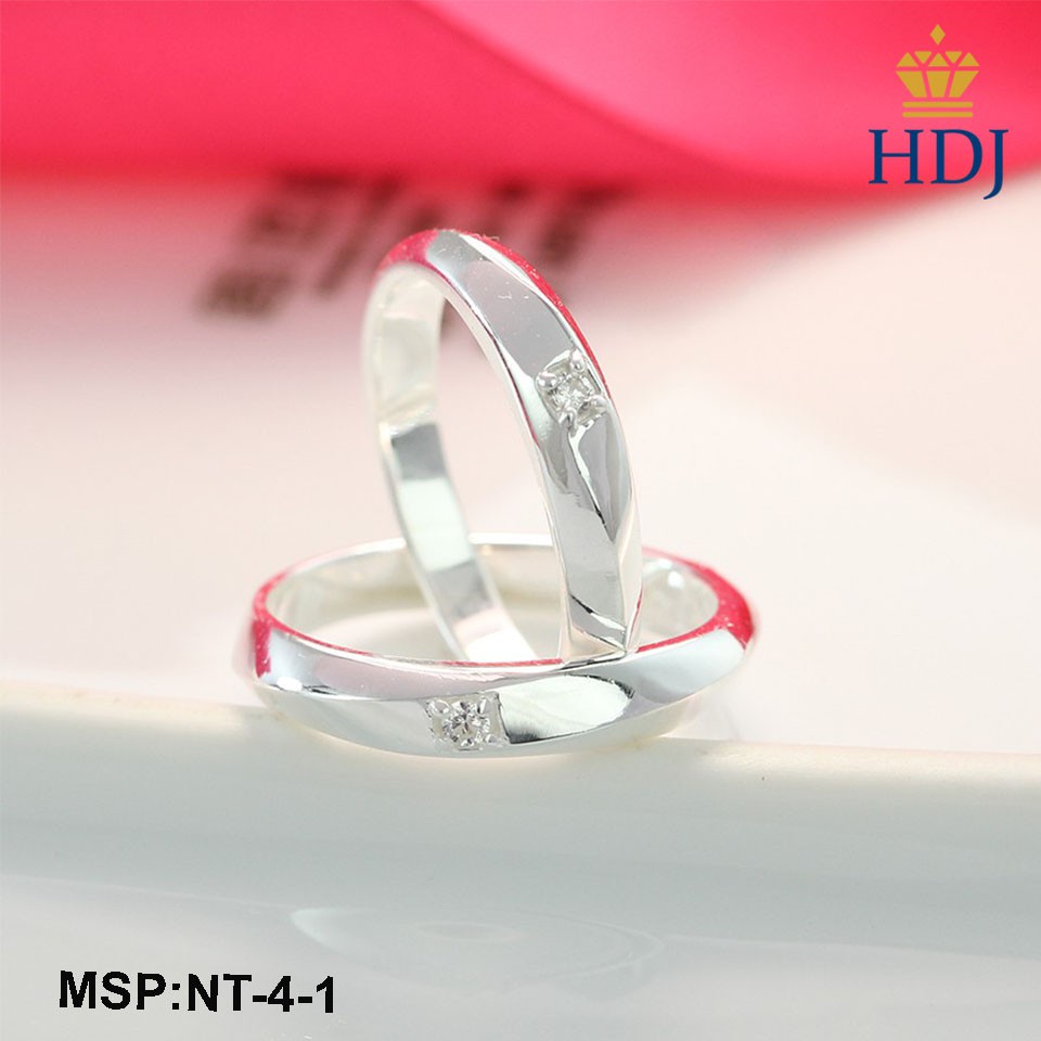 Nhẫn cặp đôi nam nữ bạc ta nguyên chất khắc tên theo yêu cầu sang trọng trang sức cao cấp HDJ mã NT-5-1