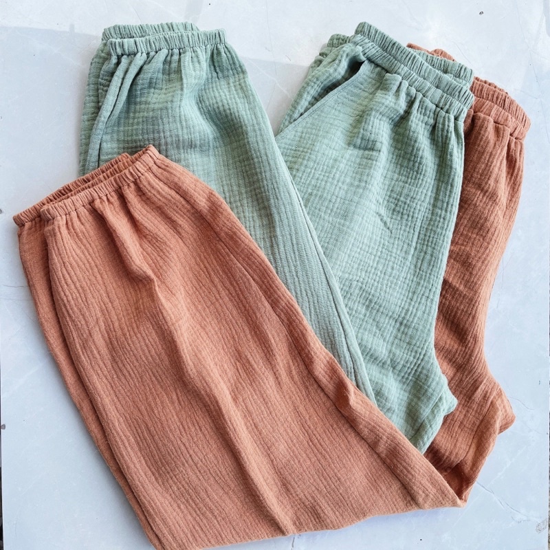 Quần jogger muslin màu