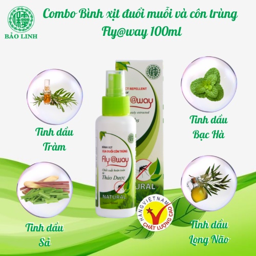 Combo Bình Xịt Đuỗi Muỗi Fly@way Đông Nam Dược Bảo Linh 2 Chai 60ml