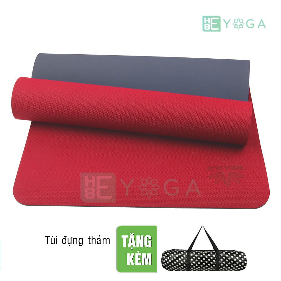 Thảm Tập Yoga Zera Mat 6mm 2 lớp Màu Đỏ Tặng Kèm Túi Đựng