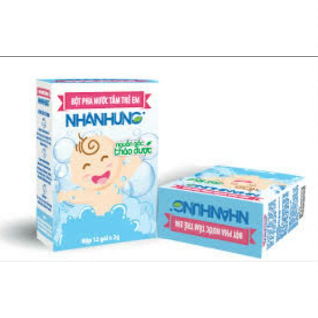 Bột pha nước tắm trẻ em Nhân Hưng hộp 12 gói