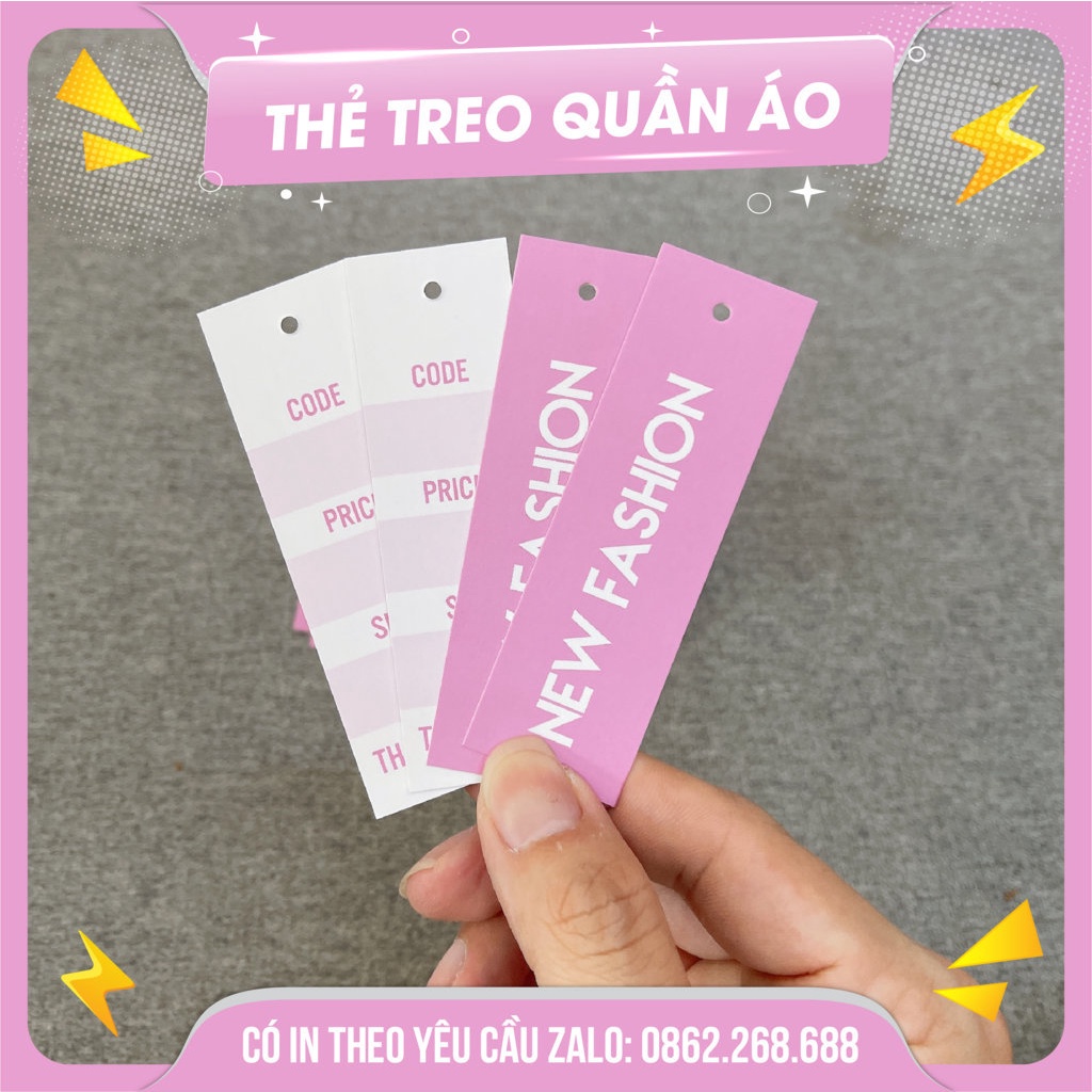 Tag treo, thẻ treo quần áo thời trang giá rẻ  - Size 9x2.5cm - Giấy C300 - đục lỗ - TAG FASHION