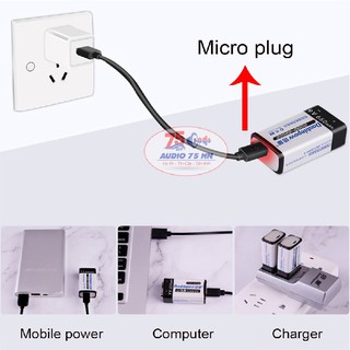 Pin Sạc Cổng Micro USB Doublepow 9V 6F22 650mAh