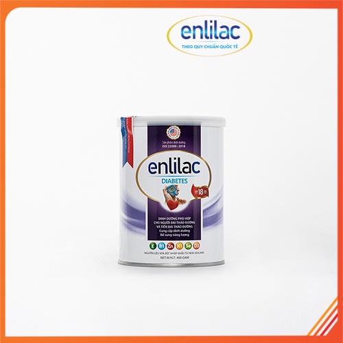 Sữa bột Enlilac Diabetes - 400gr, sữa dinh dưỡng cho người bệnh tiểu đường, giúp ổn định đường huyết